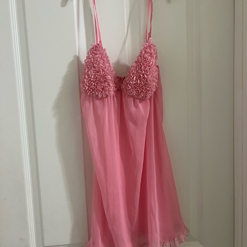 Y2K Pink Vintage Lace Trim Slip Girly